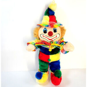 Vintage Cuddle Wit Circus Clown Plush Stuffed Animal Medium Rainbow Toy 19" Tall